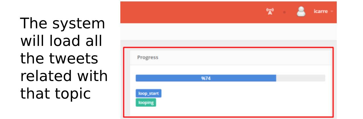 Tweet extraction screen showing progress while records load